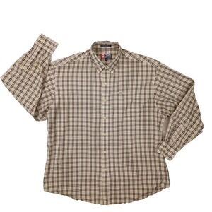 Chaps Ralph Lauren Men's Vintage Brown Plaid Long Sleeve Button Up Shirt size XL